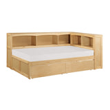 Bartly Pine Twin Bookcase Corner Bed with Storage Boxes from Homelegance - Luna Furniture