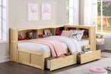 Bartly Pine Twin Bookcase Corner Bed with Storage Boxes from Homelegance - Luna Furniture