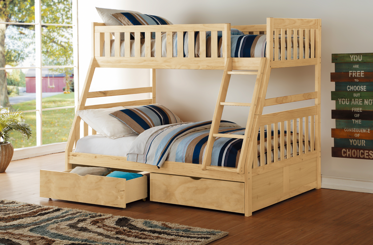 Bartly Pine Twin/Full Bunk Bed with Storage Boxes from Homelegance - Luna Furniture