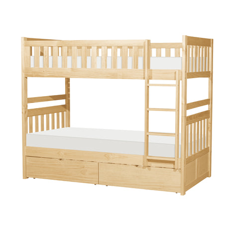 Bartly Pine Twin/Twin Bunk Bed with Storage Boxes from Homelegance - Luna Furniture