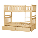 Bartly Pine Twin/Twin Bunk Bed with Storage Boxes from Homelegance - Luna Furniture