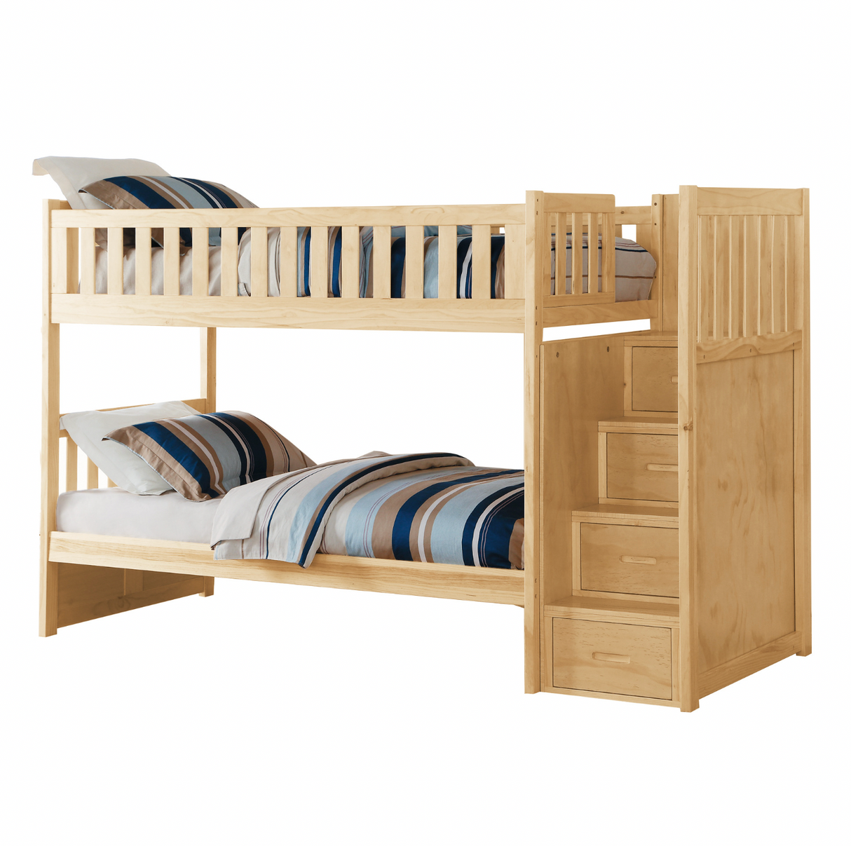 Bartly Pine Twin/Twin Step Bunk Bed with Storage Boxes from Homelegance - Luna Furniture