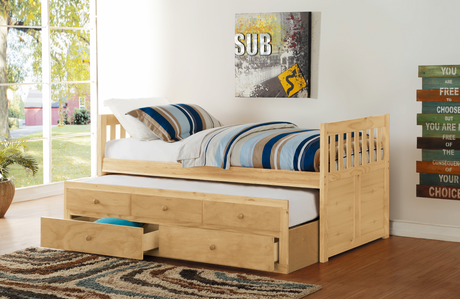 Bartly Pine Twin/Twin Trundle Bed from Homelegance - Luna Furniture