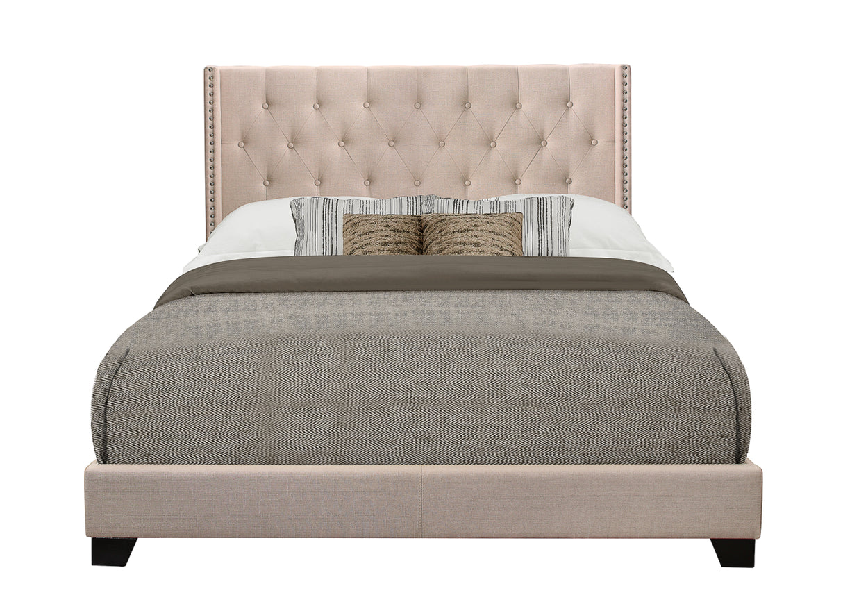 Barzini Beige Queen Upholstered Bed from Homelegance - Luna Furniture