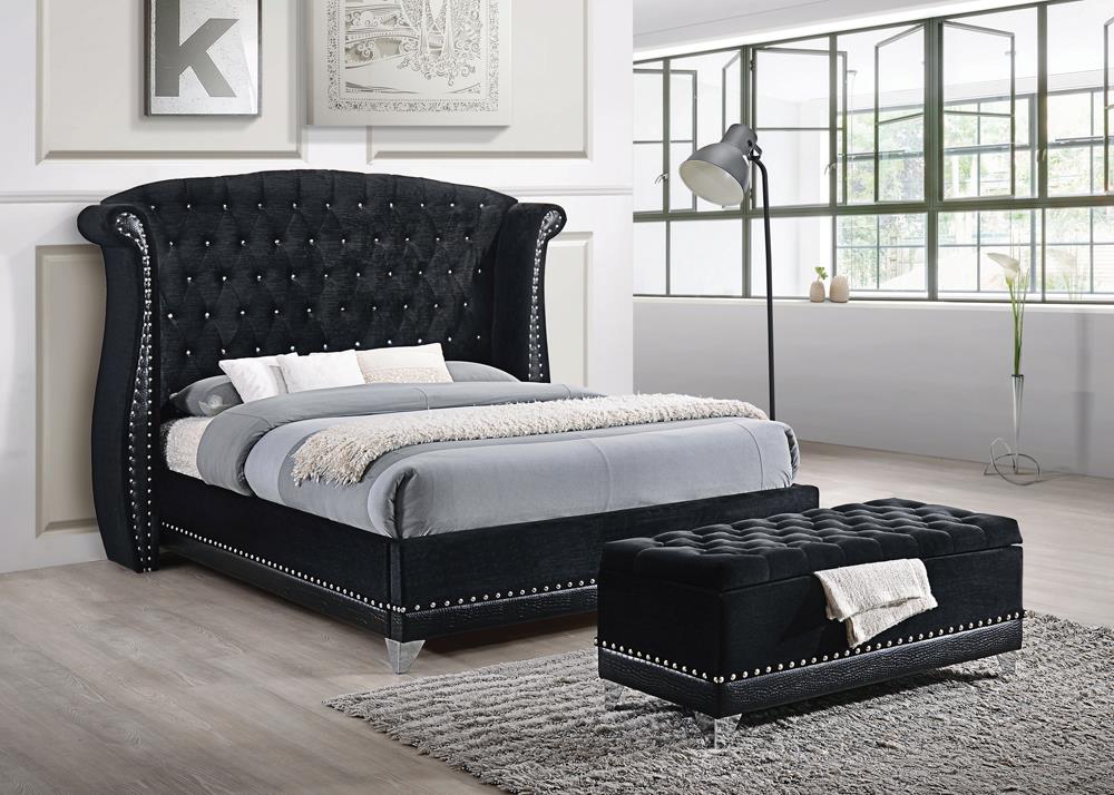 Barzini Black California King Tufted Upholstered Bed from Coaster - Luna Furniture