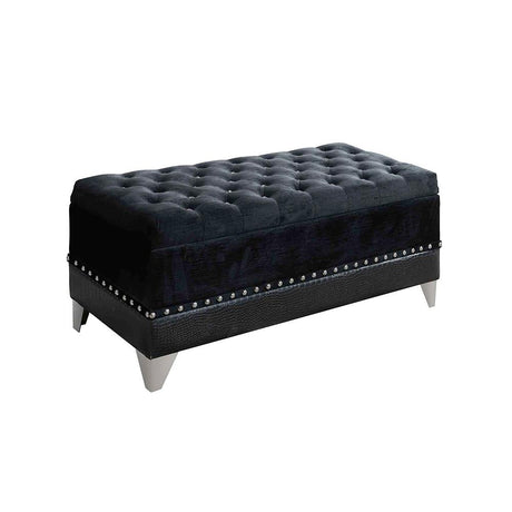 Barzini Black Tufted Rectangular Trunk with Nailhead from Coaster - Luna Furniture