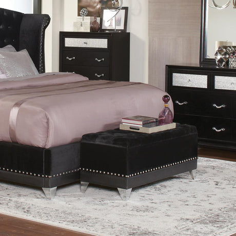 Barzini Black Tufted Rectangular Trunk with Nailhead from Coaster - Luna Furniture