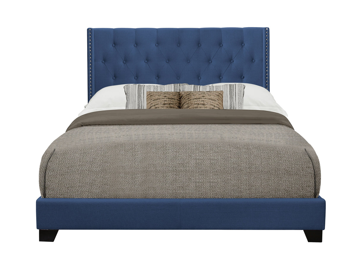 Barzini Blue King Upholstered Bed from Homelegance - Luna Furniture