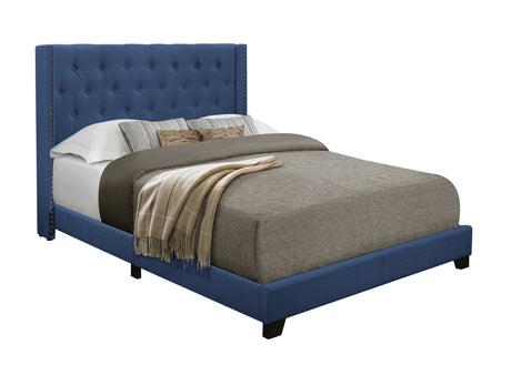 Barzini Blue Queen Upholstered Bed from Homelegance - Luna Furniture
