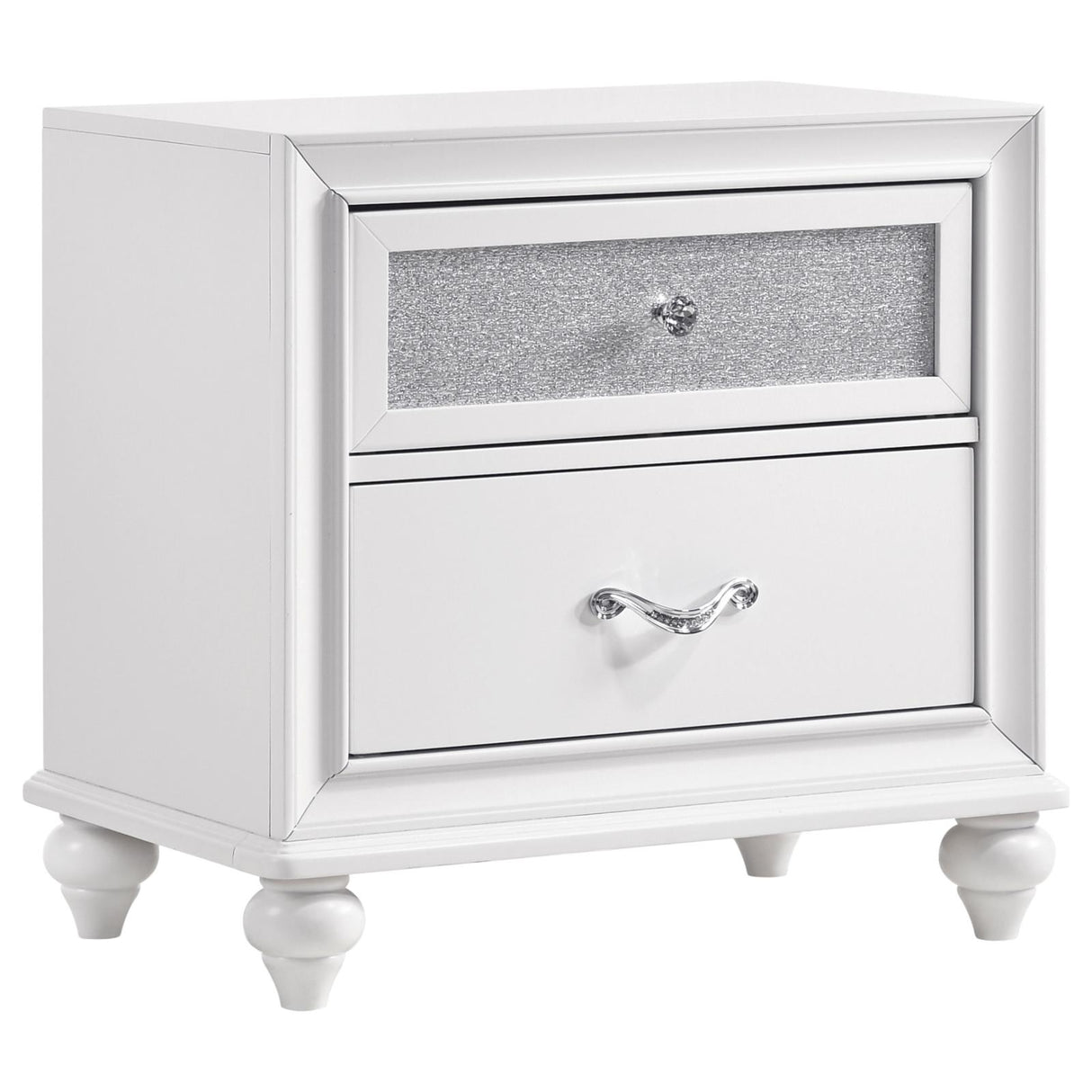 Barzini White 2-Drawer Nightstand from Coaster - Luna Furniture