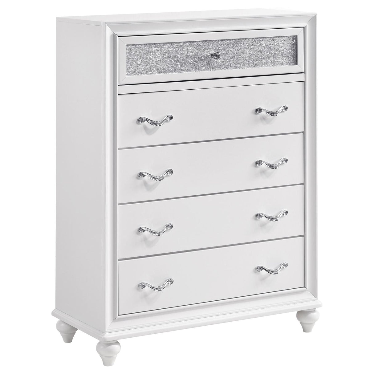 Barzini White 5-Drawer Chest from Coaster - Luna Furniture