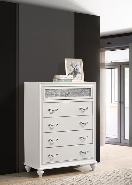 Barzini White 5-Drawer Chest from Coaster - Luna Furniture