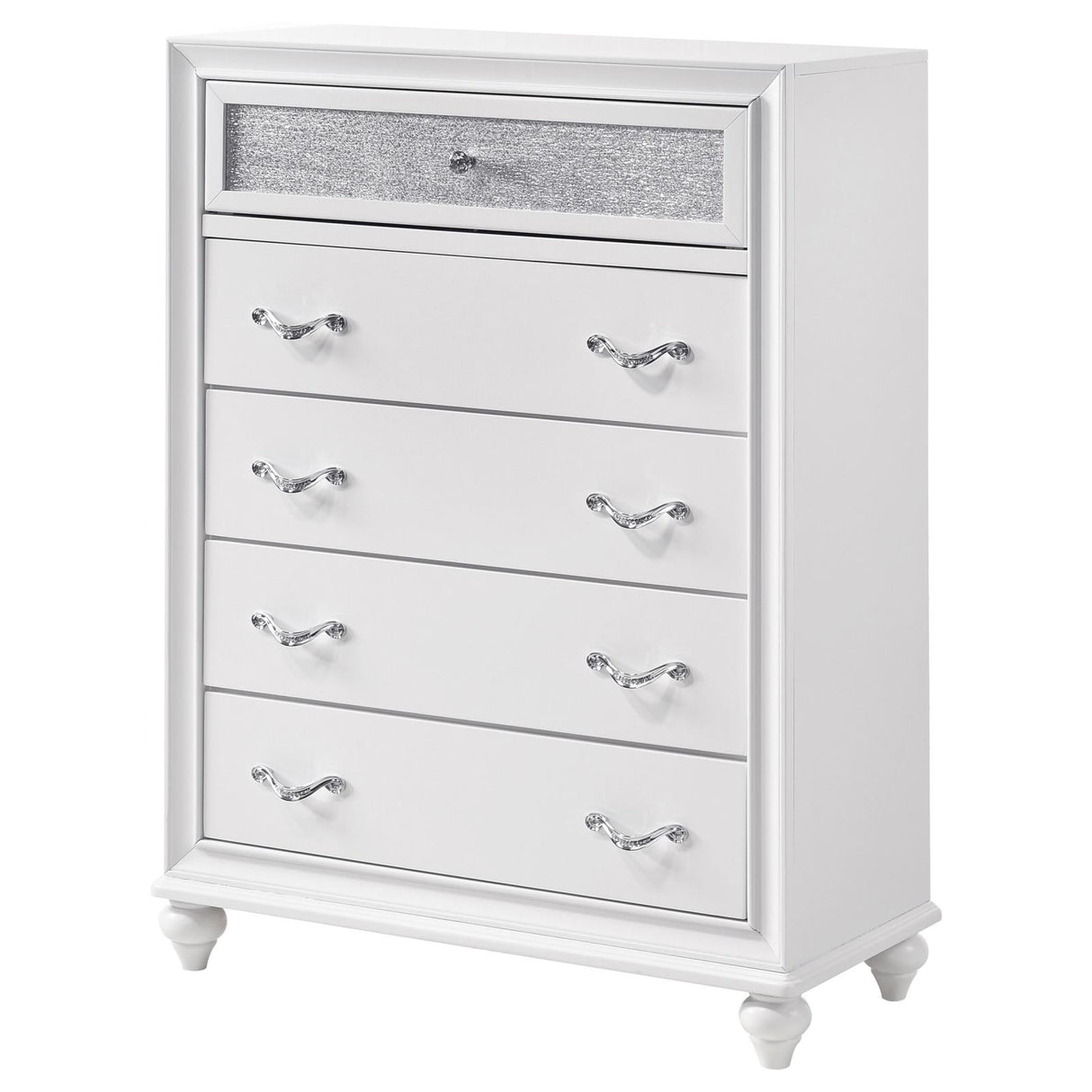 Barzini White 5-Drawer Chest from Coaster - Luna Furniture