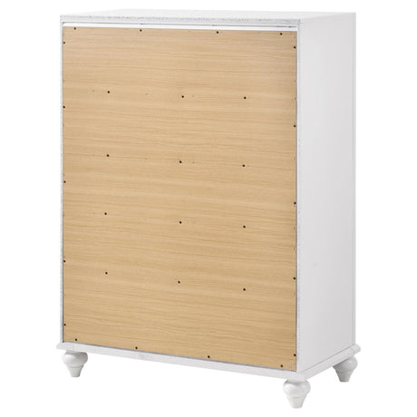 Barzini White 5-Drawer Chest from Coaster - Luna Furniture
