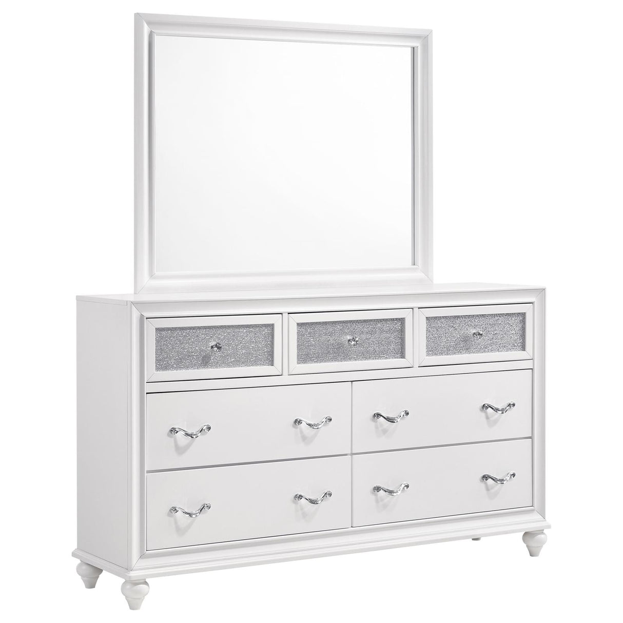 Barzini White 7-Drawer Dresser with Mirror from Coaster - Luna Furniture