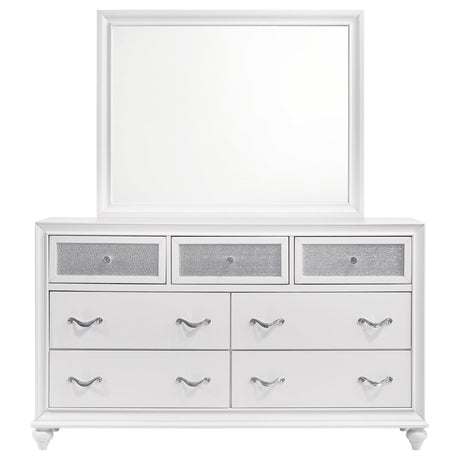 Barzini White 7-Drawer Dresser with Mirror from Coaster - Luna Furniture