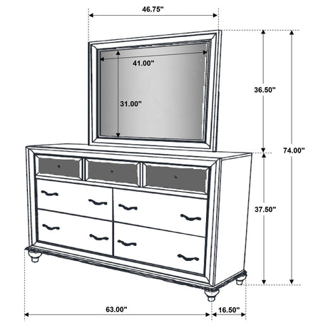 Barzini White 7-Drawer Dresser with Mirror from Coaster - Luna Furniture