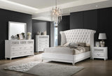 Barzini White Tufted Upholstered Wingback Queen Bed from Coaster - Luna Furniture