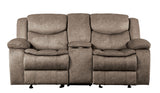 Bastrop Brown Fabric Double Glider Reclining Loveseat with Center Console from Homelegance - Luna Furniture