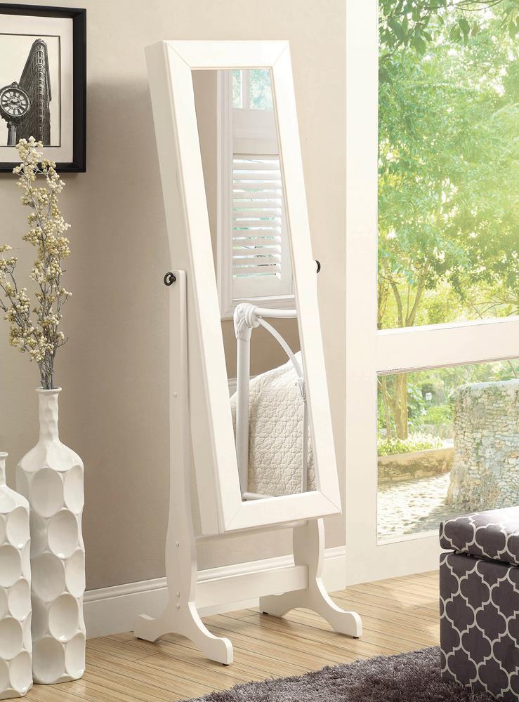 Coaster Batista Jewelry Cheval Mirror with Drawers White - Luna