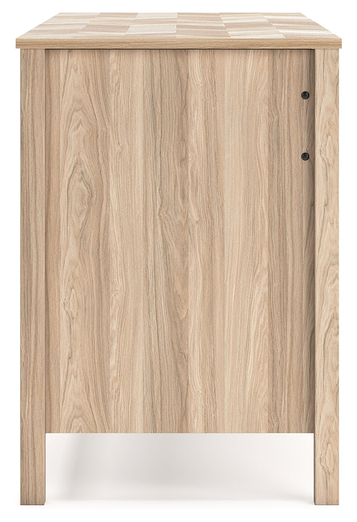 Battelle Tan 60" Home Office Desk from Ashley - Luna Furniture