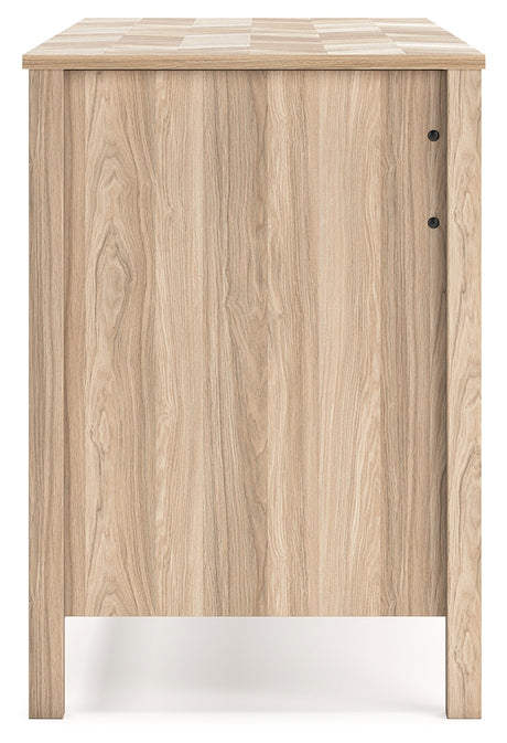 Battelle Tan 60" Home Office Desk from Ashley - Luna Furniture