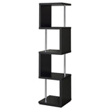 Baxter Black and Chrome 4-Shelf Bookcase from Coaster - Luna Furniture