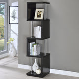 Baxter Black and Chrome 4-Shelf Bookcase from Coaster - Luna Furniture