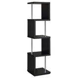Baxter Black and Chrome 4-Shelf Bookcase from Coaster - Luna Furniture