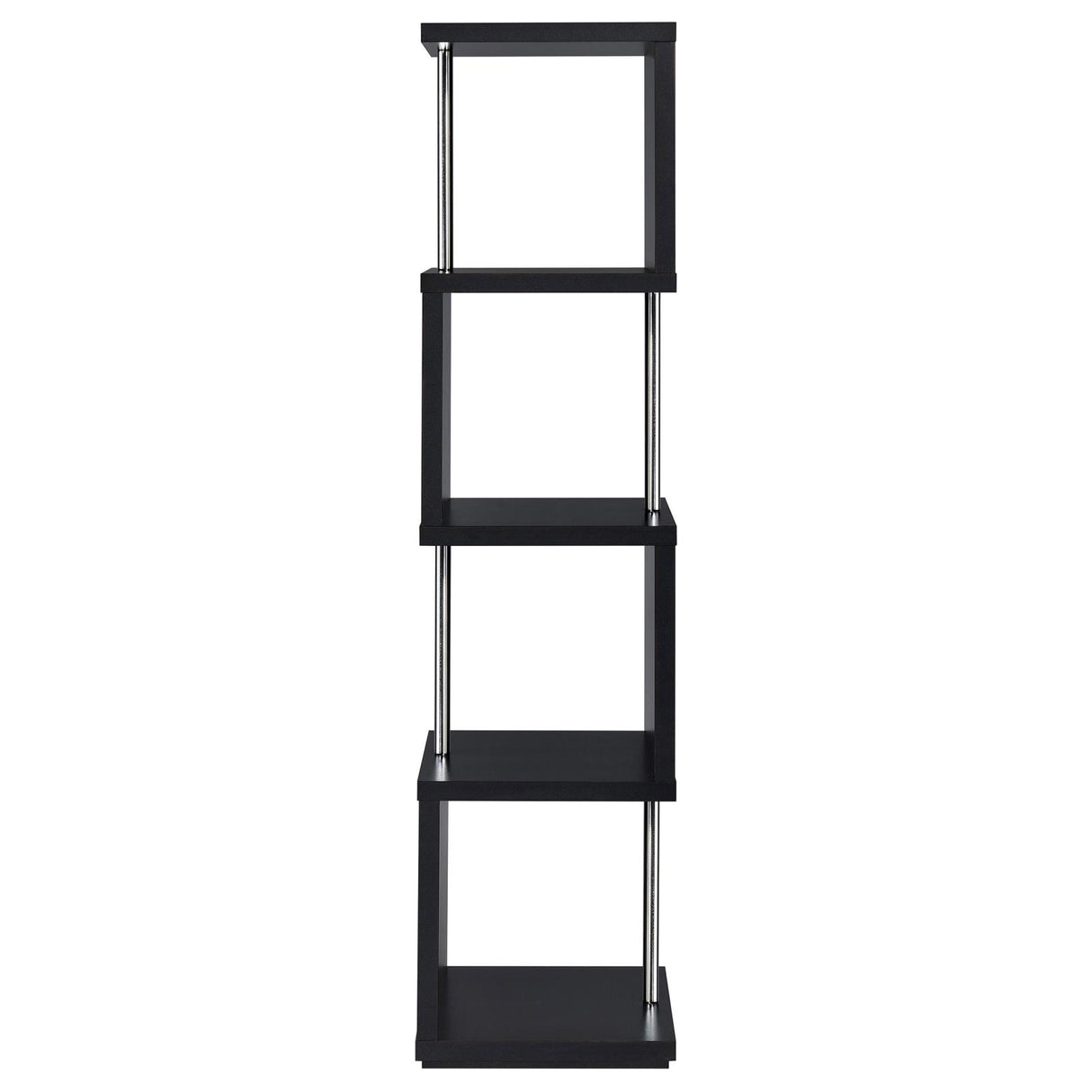 Baxter Black and Chrome 4-Shelf Bookcase from Coaster - Luna Furniture