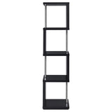 Baxter Black and Chrome 4-Shelf Bookcase from Coaster - Luna Furniture