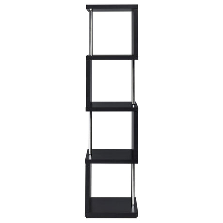 Baxter Black and Chrome 4-Shelf Bookcase from Coaster - Luna Furniture