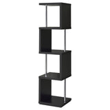 Baxter Black and Chrome 4-Shelf Bookcase from Coaster - Luna Furniture