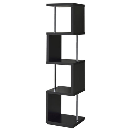 Baxter Black and Chrome 4-Shelf Bookcase from Coaster - Luna Furniture