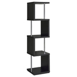 Baxter Black and Chrome 4-Shelf Bookcase from Coaster - Luna Furniture