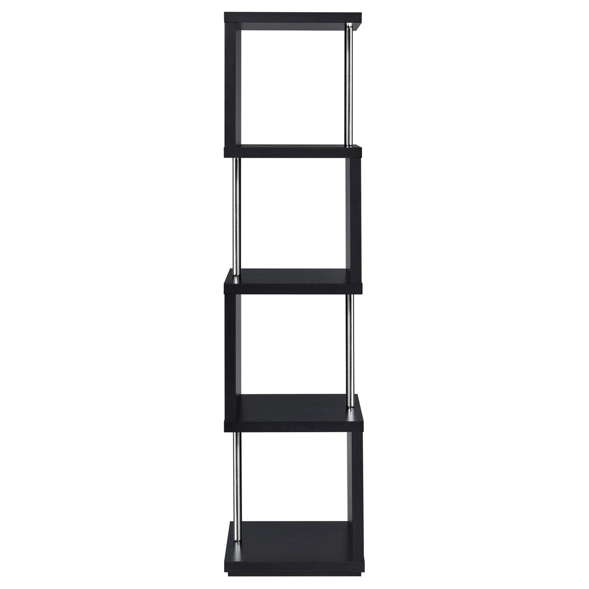 Baxter Black and Chrome 4-Shelf Bookcase from Coaster - Luna Furniture