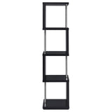 Baxter Black and Chrome 4-Shelf Bookcase from Coaster - Luna Furniture
