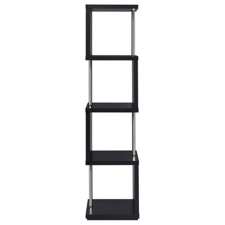 Baxter Black and Chrome 4-Shelf Bookcase from Coaster - Luna Furniture