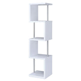 Baxter White and Chrome 4-Shelf Bookcase from Coaster - Luna Furniture