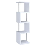 Baxter White and Chrome 4-Shelf Bookcase from Coaster - Luna Furniture