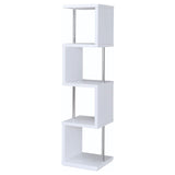 Baxter White and Chrome 4-Shelf Bookcase from Coaster - Luna Furniture