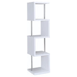 Baxter White and Chrome 4-Shelf Bookcase from Coaster - Luna Furniture