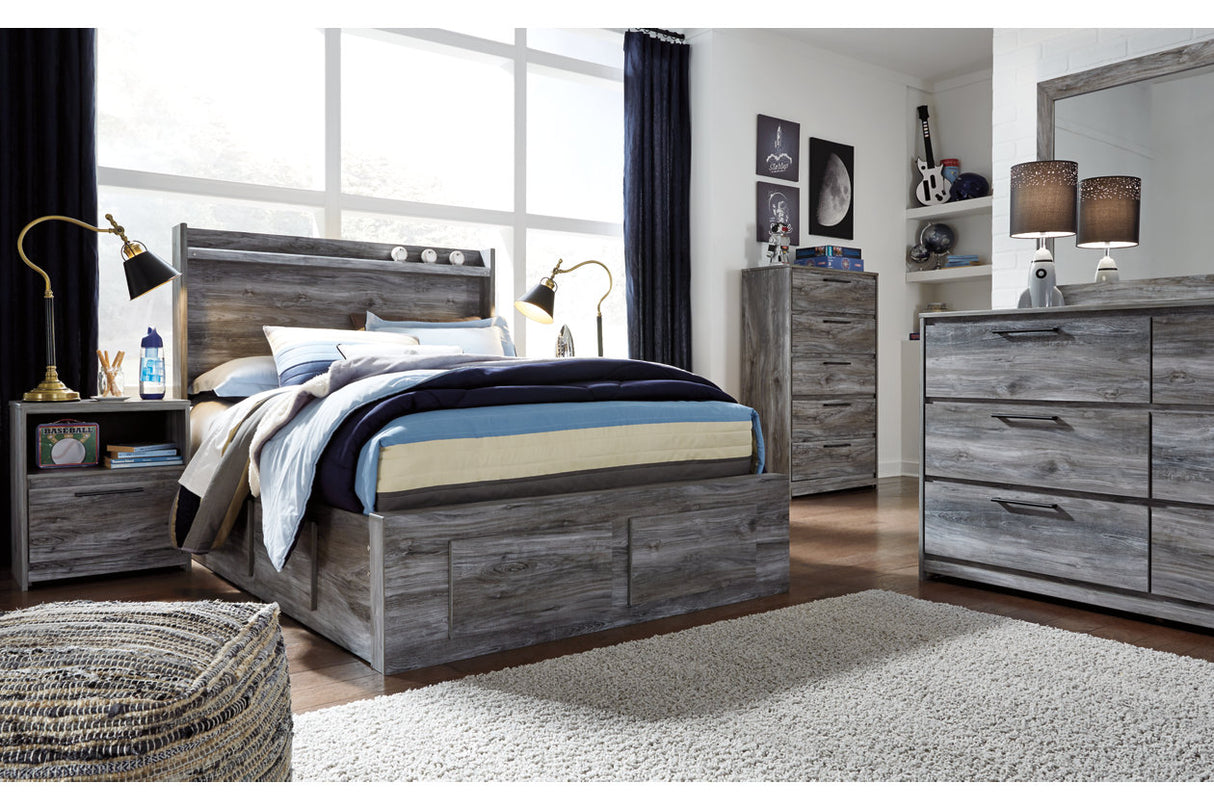 Baystorm Gray Full LED Storage Platform Bed with 6 Drawers from Ashley - Luna Furniture
