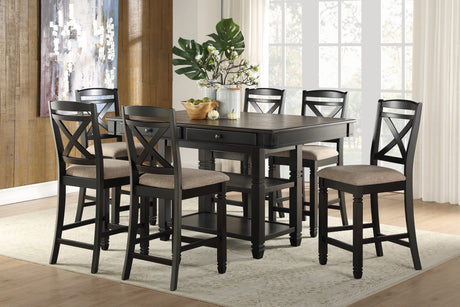 Baywater Black/Beige Counter Height Chair, Set of 2 from Homelegance - Luna Furniture