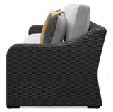 Beachcroft Black/Light Gray 2-Piece Outdoor Sofa with Cushion from Ashley - Luna Furniture