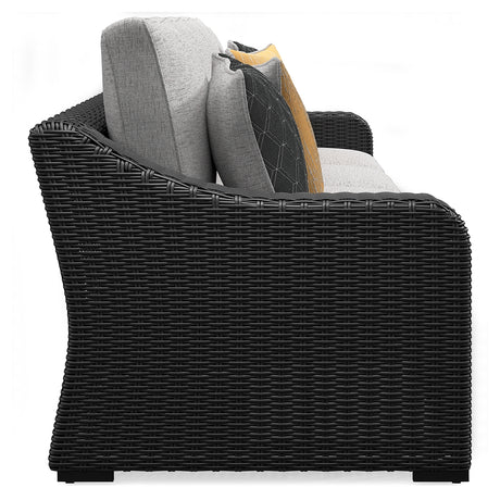 Beachcroft Black/Light Gray 2-Piece Outdoor Sofa with Cushion from Ashley - Luna Furniture