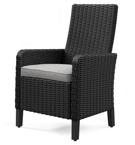 Beachcroft Black/Light Gray Outdoor Arm Chair with Cushion from Ashley - Luna Furniture