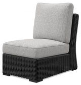 Beachcroft Black/Light Gray Outdoor Armless Chair with Cushion from Ashley Furniture - Luna Furniture