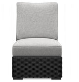 Beachcroft Black/Light Gray Outdoor Armless Chair with Cushion from Ashley Furniture - Luna Furniture