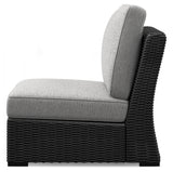 Beachcroft Black/Light Gray Outdoor Armless Chair with Cushion from Ashley Furniture - Luna Furniture